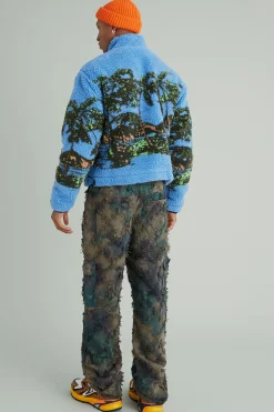 Fixed Waist Relaxed Oil Camo Cargo Tapestry Trouser | BoohooMAN UK