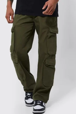 Fixed Waist Relaxed Peached Twill 3d Cargo Pants | BoohooMAN UK
