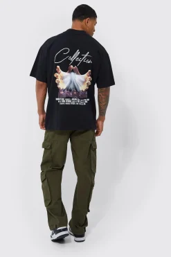 Fixed Waist Relaxed Peached Twill 3d Cargo Pants | BoohooMAN UK