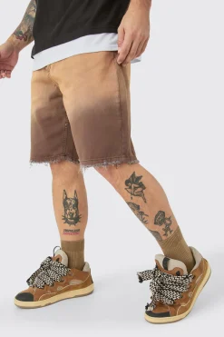 Fixed Waist Relaxed Raw Hem Washed Short | BoohooMAN UK