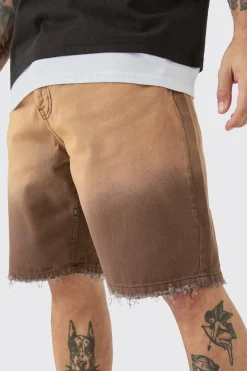Fixed Waist Relaxed Raw Hem Washed Short | BoohooMAN UK