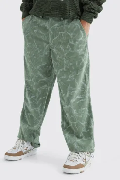 Fixed Waist Relaxed Tie Dye Corduroy Trouser | BoohooMAN UK