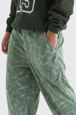 Fixed Waist Relaxed Tie Dye Corduroy Trouser | BoohooMAN UK