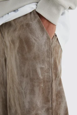 Fixed Waist Relaxed Tie Dye Cargo Corduroy Trouser | BoohooMAN UK