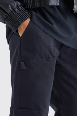 Fixed Waist Relaxed Washed Carpenter Cargo | BoohooMAN UK