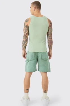 Fixed Waist Relaxed Washed Carpenter Short | BoohooMAN UK