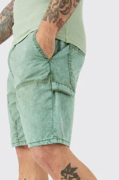 Fixed Waist Relaxed Washed Carpenter Short | BoohooMAN UK