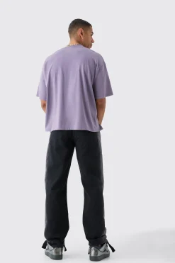 Fixed Waist Relaxed Washed Panel Trouser | BoohooMAN UK