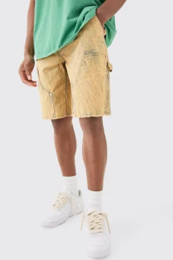 Fixed Waist Relaxed Washed Carpenter Short | BoohooMAN UK