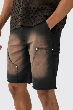 Fixed Waist Relaxed Washed Carpenter Short | BoohooMAN UK