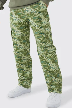 Fixed Waist Relaxed Zip Off Leg Camo Cargo Trouser | BoohooMAN UK