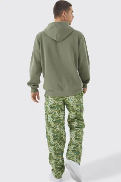 Fixed Waist Relaxed Zip Off Leg Camo Cargo Trouser | BoohooMAN UK