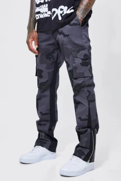 Fixed Waist Skinny Gusset Camo Cargo Trouser | BoohooMAN UK