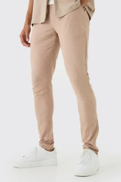 Fixed Waist Skinny Linen Trouser | BoohooMAN UK