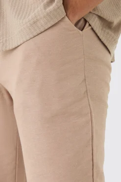 Fixed Waist Skinny Linen Trouser | BoohooMAN UK
