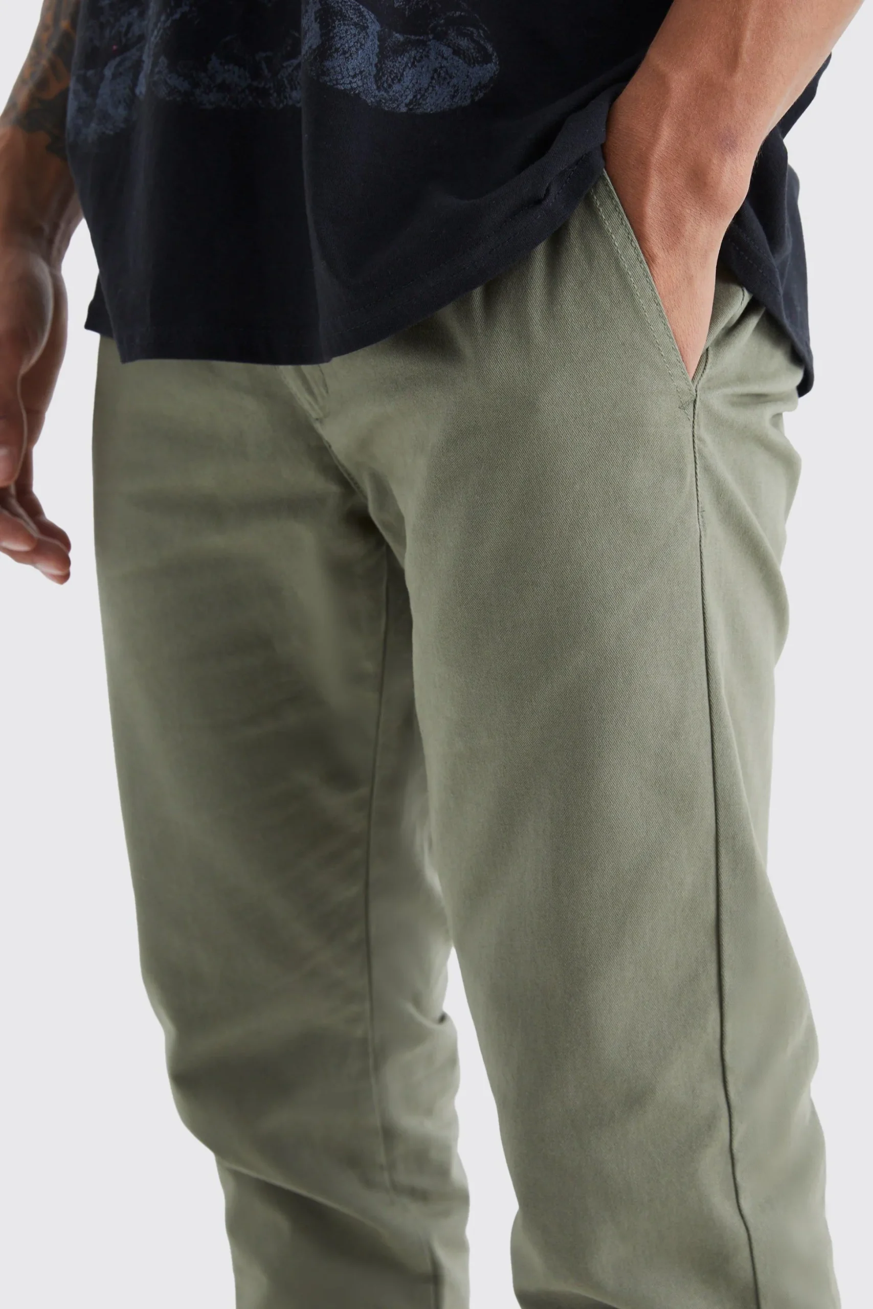 Fixed Waist Slim Chino Trouser | BoohooMAN UK