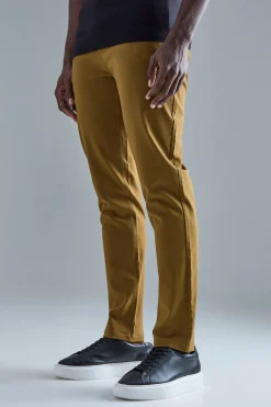 Fixed Waist Slim Fit Technical Golf Stretch Trouser | BoohooMAN UK