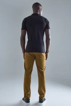 Fixed Waist Slim Fit Technical Golf Stretch Trouser | BoohooMAN UK