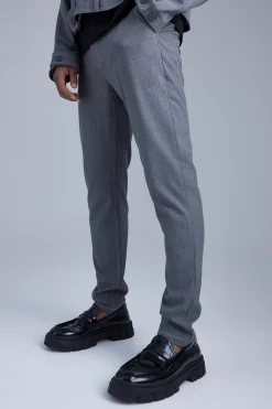 Fixed Waist Slim Fit Topstitch Trouser | BoohooMAN UK