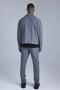 Fixed Waist Slim Fit Topstitch Trouser | BoohooMAN UK