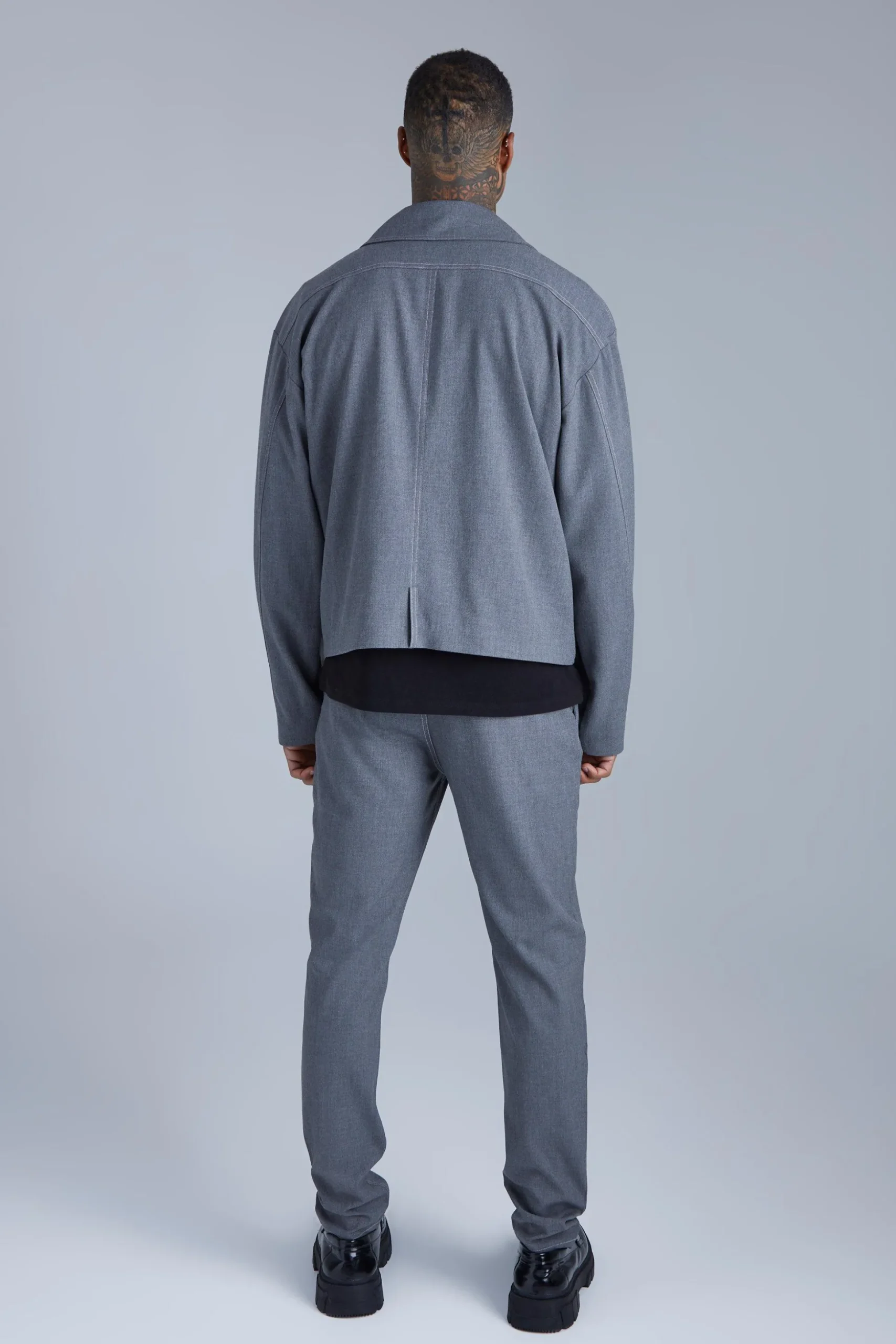 Fixed Waist Slim Fit Topstitch Trouser | BoohooMAN UK