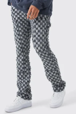 Fixed Waist Slim Flare Checked Tapestry Gusset Trouser | BoohooMAN UK