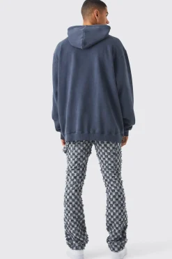 Fixed Waist Slim Flare Checked Tapestry Gusset Trouser | BoohooMAN UK
