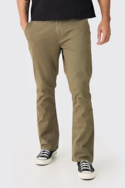 Fixed Waist Slim Flare Chino Trouser | BoohooMAN UK