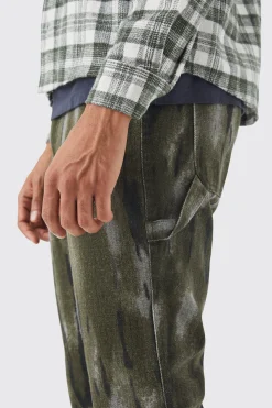 Fixed Waist Slim Flare Gusset Washed Trouser | BoohooMAN UK