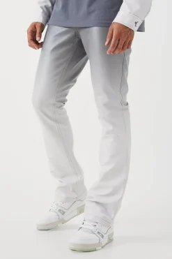 Fixed Waist Slim Flare Ombre Pu Trousers | BoohooMAN UK