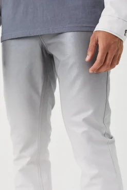 Fixed Waist Slim Flare Ombre Pu Trousers | BoohooMAN UK