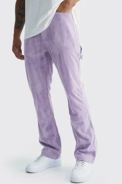Fixed Waist Slim Flare Tie Dye Corduroy Trouser | BoohooMAN UK