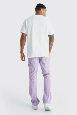 Fixed Waist Slim Flare Tie Dye Corduroy Trouser | BoohooMAN UK