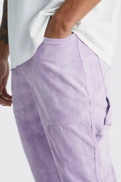 Fixed Waist Slim Flare Tie Dye Corduroy Trouser | BoohooMAN UK