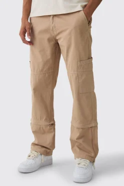 Fixed Waist Split Hem Relaxed Cargo Trouser | BoohooMAN UK