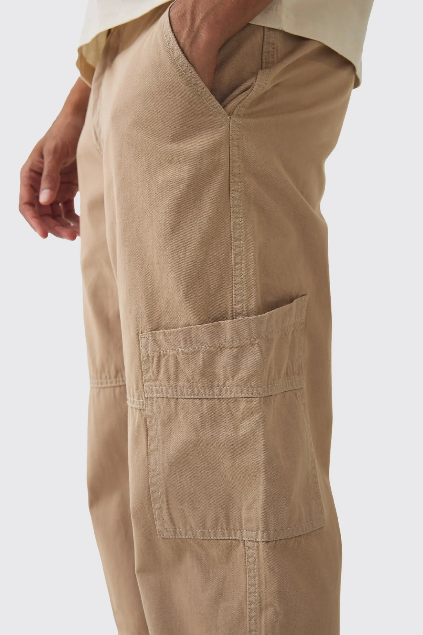 Fixed Waist Split Hem Relaxed Cargo Trouser | BoohooMAN UK