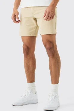 Fixed Waist Stone Skinny Fit Chino Shorts | BoohooMAN UK