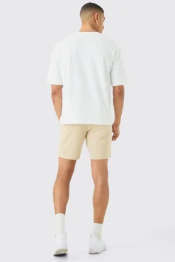 Fixed Waist Stone Skinny Fit Chino Shorts | BoohooMAN UK