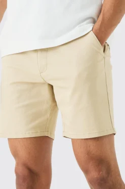 Fixed Waist Stone Skinny Fit Chino Shorts | BoohooMAN UK