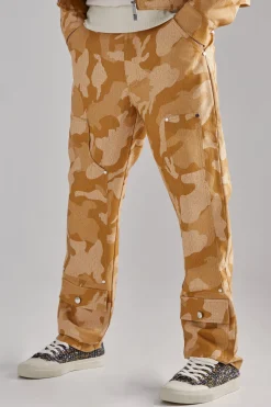 Fixed Waist Straight Fit Camo Carpenter Trousers | BoohooMAN UK