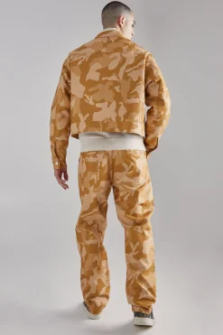 Fixed Waist Straight Fit Camo Carpenter Trousers | BoohooMAN UK