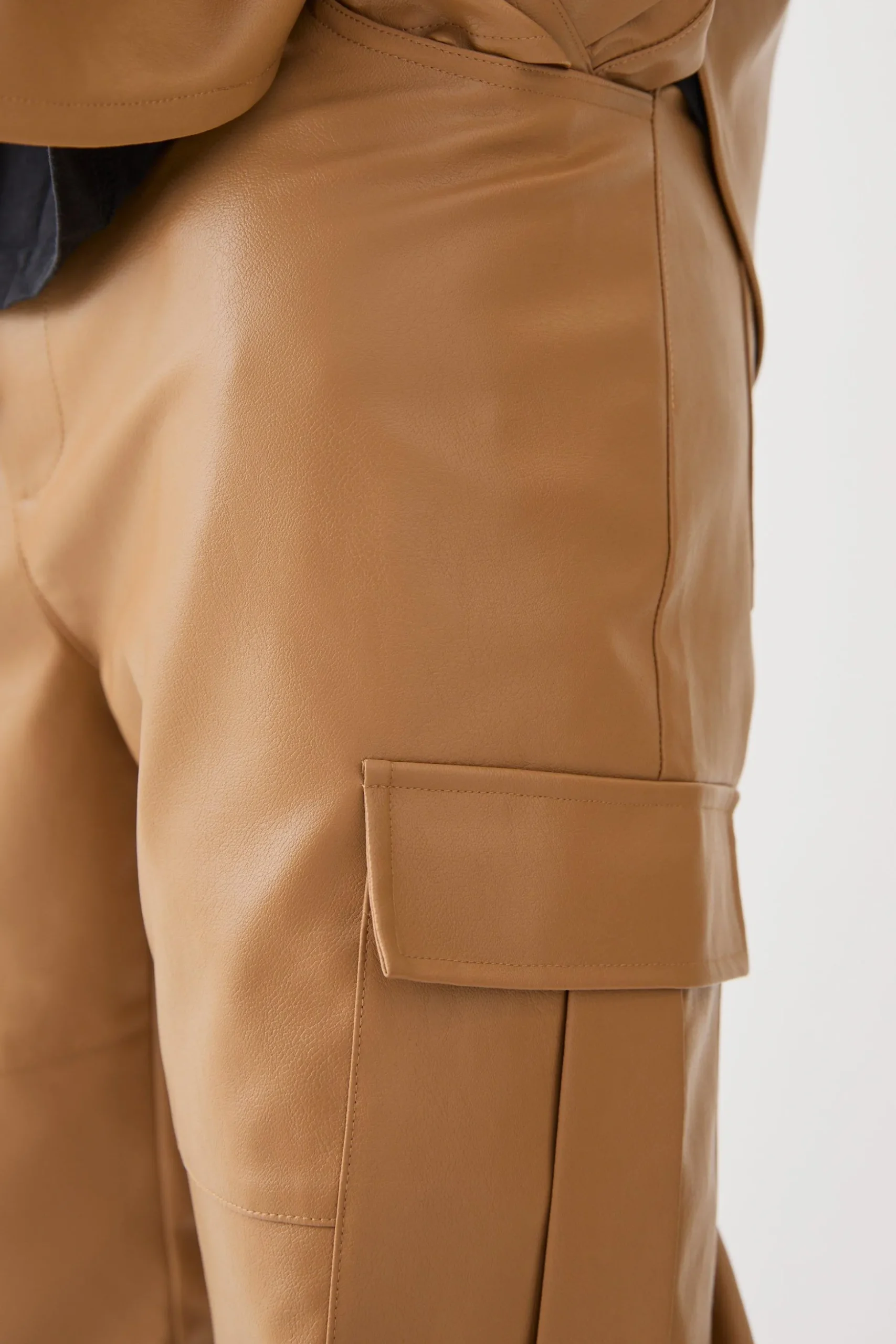 Fixed Waist Straight Leg Pu Utility Trouser | BoohooMAN UK