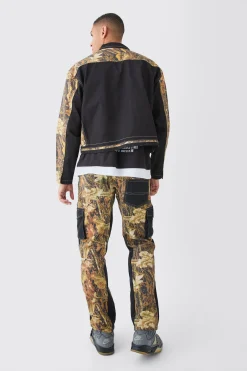Fixed Waist Straight Leg Twill Camo Trouser | BoohooMAN UK