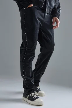 Fixed Waist Straight Weave Pu Trousers | BoohooMAN UK