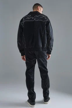 Fixed Waist Straight Weave Pu Trousers | BoohooMAN UK