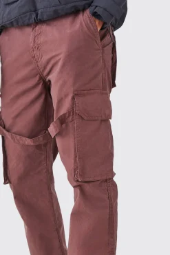 Fixed Waist Strap Detail Straight Leg Trousers | BoohooMAN UK