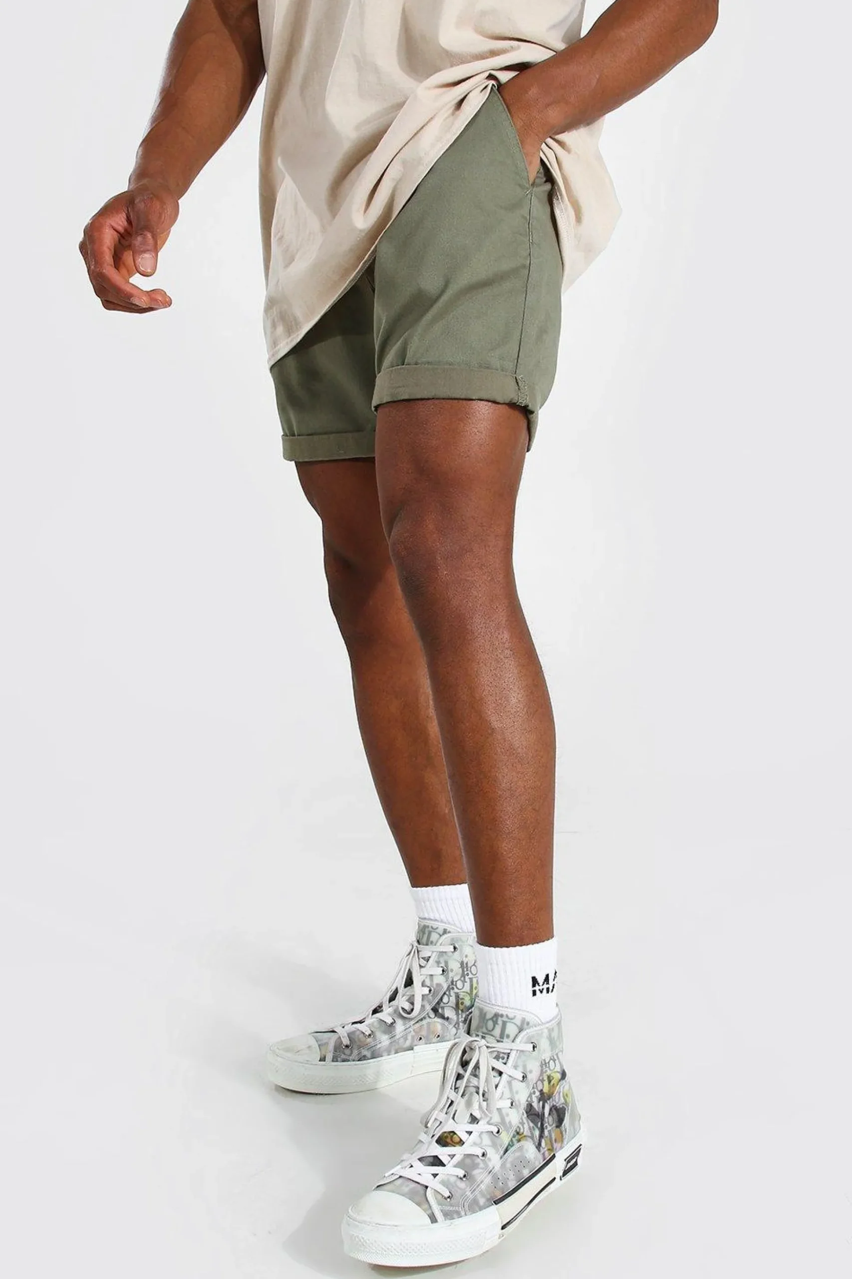 Fixed Waist Stretch Slim Chino Short | BoohooMAN UK