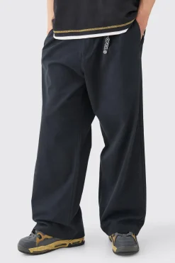 Fixed Waist Super Wide Leg Chino With Charm | BoohooMAN UK