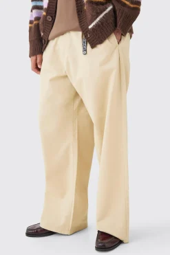 Fixed Waist Super Wide Leg Chino With Charm | BoohooMAN UK