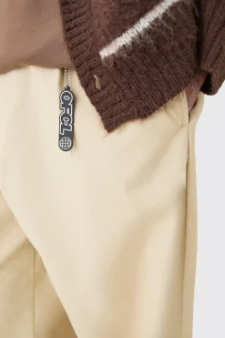 Fixed Waist Super Wide Leg Chino With Charm | BoohooMAN UK